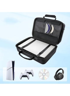 TYCOM PS5 SLIM Travel Storage Bag for Ps5 Slim Shockproof Hard Shell Bag Luxury Waterproof Shoulder Bag for Playstation 5 Slim Console & Accessories Storage Organizer Double Black  - Image 3