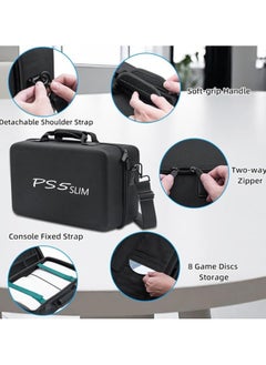 TYCOM PS5 SLIM Travel Storage Bag for Ps5 Slim Shockproof Hard Shell Bag Luxury Waterproof Shoulder Bag for Playstation 5 Slim Console & Accessories Storage Organizer Double Black  - Image 5