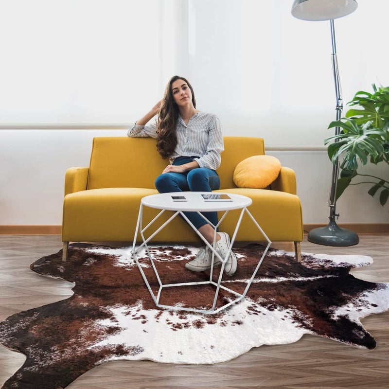 ARJINCUTE Faux Fur Cowhide Rug 5 x 6.6 ft, Cow Print Area Rug Cute Animal Printed Carpets for Bedroom Living Room Rustic Western Home Decor, No Shedding and Easy to Clean - Image 2