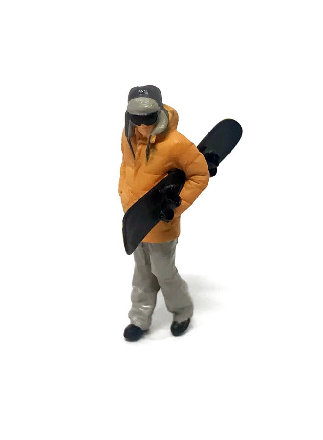 Sand Table Micro-beat Model Toy HO Scale 1/87 Ice And Snow Sports 1/64 Ski Miniature Model Hand Ornaments-Color:1:64 Preferred Edition Holding Plate Lei Feng Cap Male Brown  - Image 1