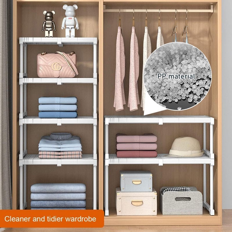 YSOAE 2 PACK Expandable Cabinet Storage, Expandable Closet Shelf Stackable Organizer, Rack for Kitchen Bathroom Pantry Spice Cupboard Coffee Countertop Home Office Desk (S: 37-48CM) - Image 5