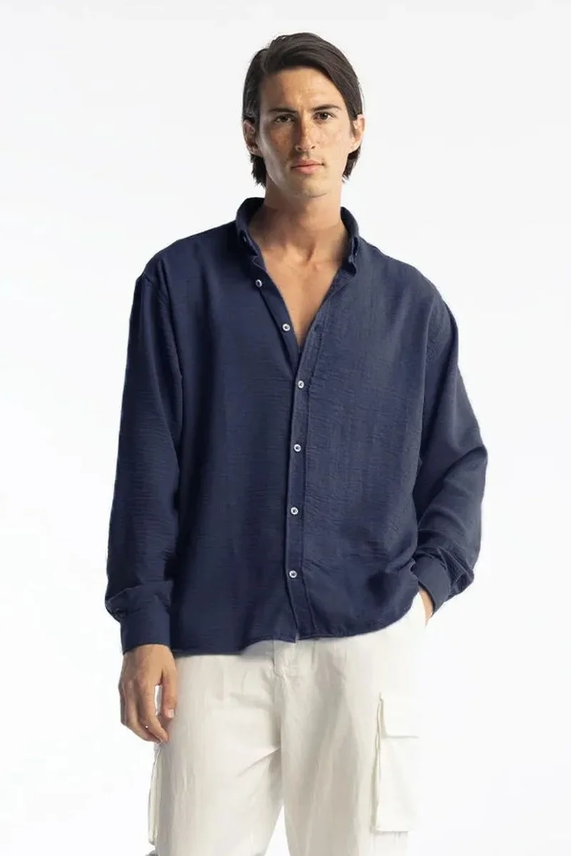GIESTO Oversized Button-Up Long Sleeve Shirt