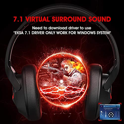 Eksa E3 Mobile Virtual 7.1 Surround Gaming Wired Over Ear Headphones With Mic -3.5Mm For Switch, Computer With Detachable Noise Cancelling, Ultra Lightweight Comfortable Usb Gaming (Red) - Image 3