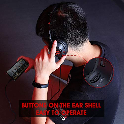 Eksa E3 Mobile Virtual 7.1 Surround Gaming Wired Over Ear Headphones With Mic -3.5Mm For Switch, Computer With Detachable Noise Cancelling, Ultra Lightweight Comfortable Usb Gaming (Red) - Image 2