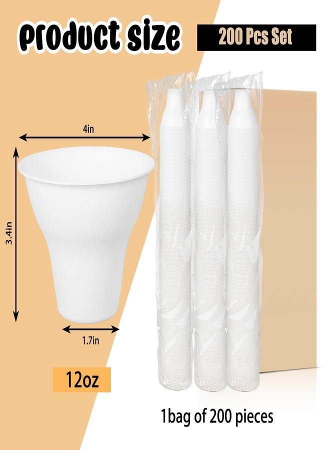JarThenaAMCS 200Pcs Summer Snow Cone Cups 12 oz White Paper Cone Cups Disposable Ice Cream Cups Thicken Leakproof Water Cups for Birthday Wedding Party Shaved Ice Dessert Packing Supplies - Image 2