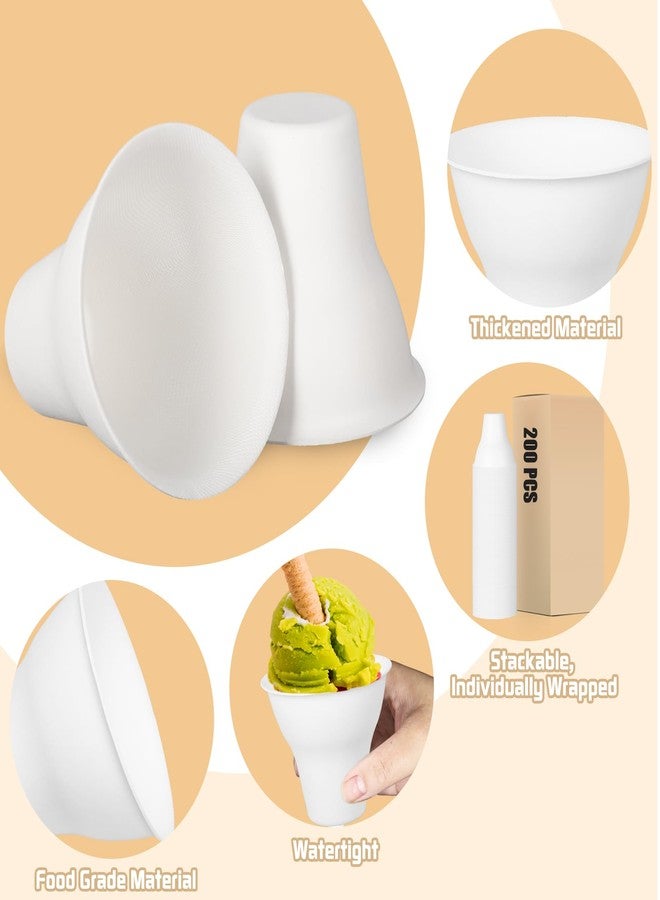JarThenaAMCS 200Pcs Summer Snow Cone Cups 12 oz White Paper Cone Cups Disposable Ice Cream Cups Thicken Leakproof Water Cups for Birthday Wedding Party Shaved Ice Dessert Packing Supplies - Image 3