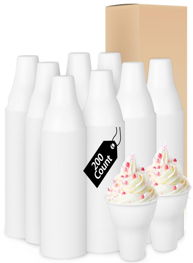 JarThenaAMCS 200Pcs Summer Snow Cone Cups 12 oz White Paper Cone Cups Disposable Ice Cream Cups Thicken Leakproof Water Cups for Birthday Wedding Party Shaved Ice Dessert Packing Supplies - Image 1