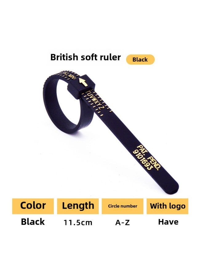 Ring Measuring Belt US, Hong Kong, Japan, And England Finger Circumference Measuring Ruler Ring Soft Ruler Ring Size Screening Products-Model:Black British Ring Ruler [with Patented Model]  - Image 1