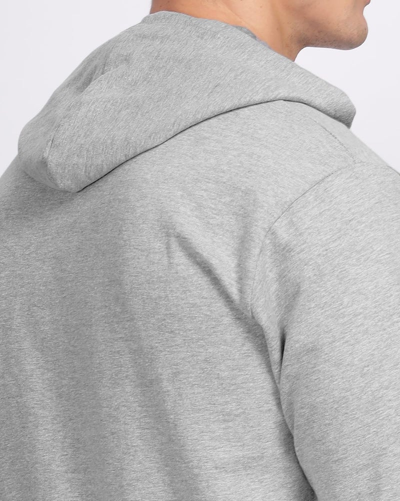 ADRO Men's Cotton Blend Neck Hooded Sweatshirt (H24-DREAM-GR_Grey - Image 4