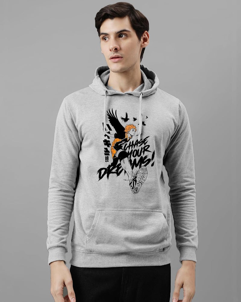 ADRO Men's Cotton Blend Neck Hooded Sweatshirt (H24-DREAM-GR_Grey - Image 3