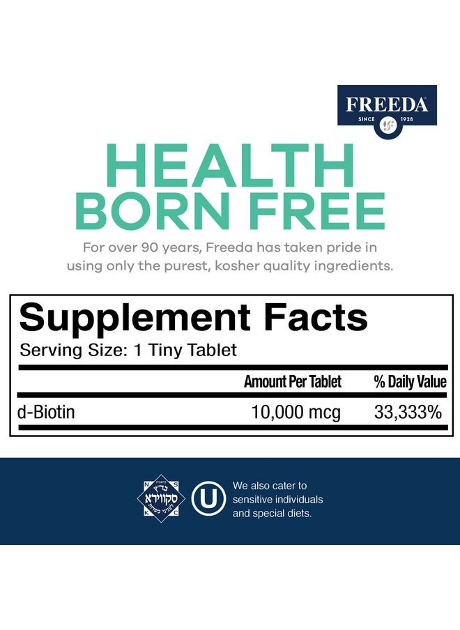 Freeda Biotin 10000 Mcg Kosher Biotin 10000Mcg Hair Skin And Nails Vitamins For Hair Growth Biotin Pills Hair Growth Vitamins B7 Superior Biotin Supplement Hair Vitamins For Women & Men (100 Ct)  - Image 4