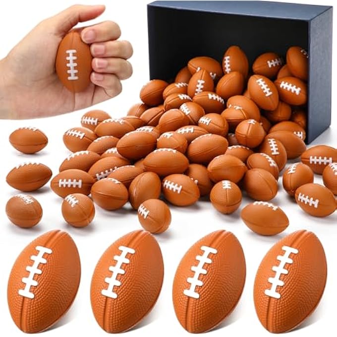 Jerify 250 Pieces Mini Footballs Bulk Tiny Foam Football Sports Stress Balls Brown Mini Novelty Football Toys Small Footballs Crafts for Kids Adult Birthday Sports Party Favors (1.97 x 1.18 Inch) - Image 1