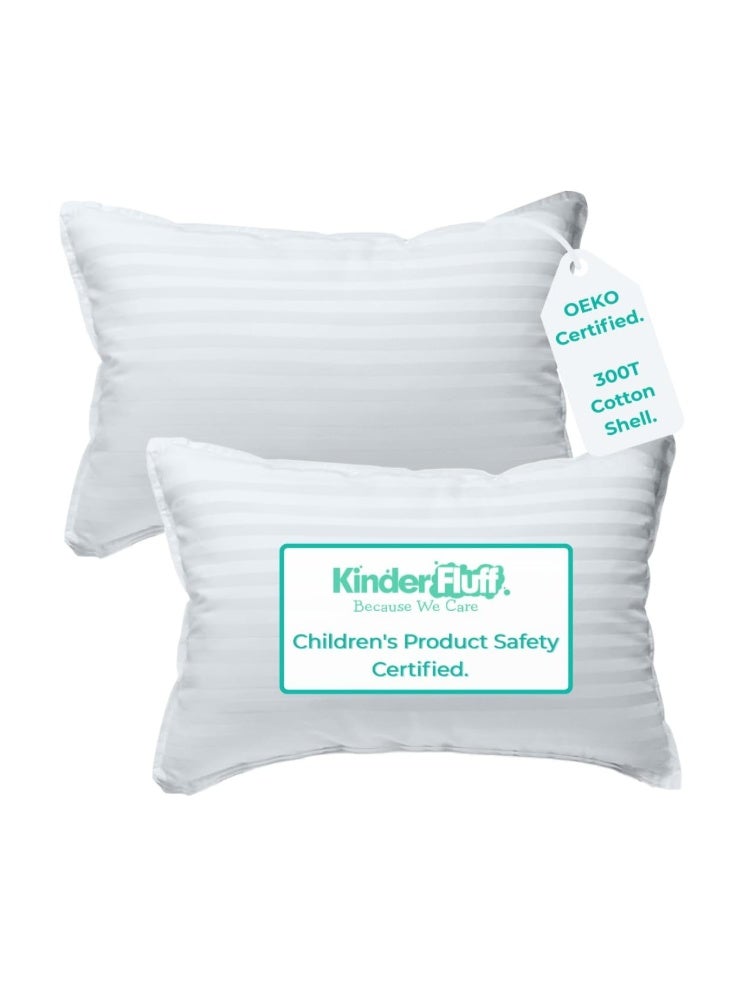 Kinder Fluff Toddler Pillow (2-Pack) – The Only 300TC Soft Cotton Pillow with Down Alternative Fill – Hypoallergenic, Machine Washable & Perfect for Kids 2+ Years (25x38cm) - Image 1