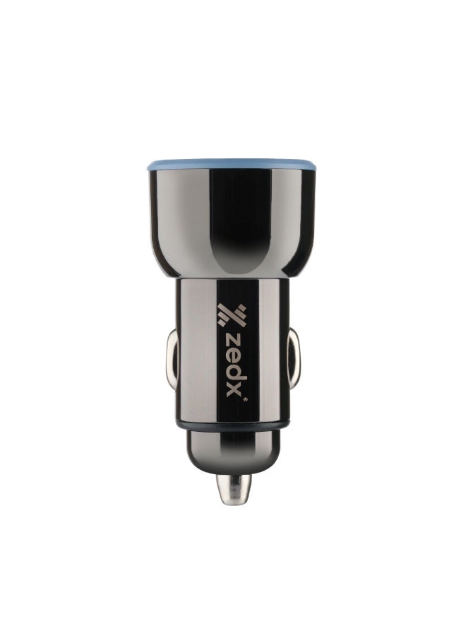 ZEDX ZE-01 52.5W Fast Car Charger USB-A + USB-C PD Dual Port High Speed Car Adapter Black - Image 2