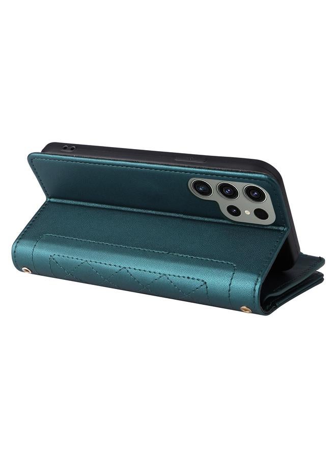 S-TOP Case For Samsung Galaxy S23 Ultra 5G Crossbody Zipper Wallet Rhombus Leather Phone Case - Image 5