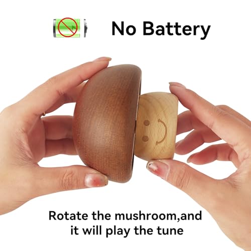 BOOB Wood Happy Birthday Wind up Music Box Mini Cute Mushroom Vintage Engraved Mechanism Musical Boxes Birthday Gift for Family Friend Lover Classmate Women Mom Wife - Image 2