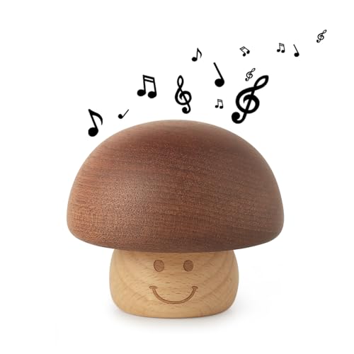 BOOB Wood Happy Birthday Wind up Music Box Mini Cute Mushroom Vintage Engraved Mechanism Musical Boxes Birthday Gift for Family Friend Lover Classmate Women Mom Wife - Image 1
