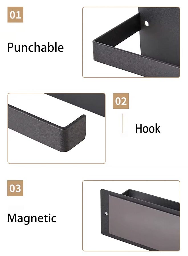 Wall Mount Toilet Paper Holder, Magnetic Storage Rack, No Drilling Paper Tissue Rack, Multifunctional Towel Hanger Rack, Scratch-Resistant Storage Shelves, Plus Long Plastic Wrap Holder, Cabinet Hanger, Cabinet Hanger, Roll Paper Holder for Bathroom Kitchen Living Room Refrigerator  - Image 5
