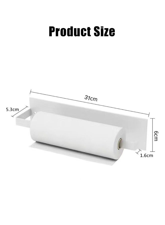 Wall Mount Toilet Paper Holder, Magnetic Storage Rack, No Drilling Paper Tissue Rack, Multifunctional Towel Hanger Rack, Scratch-Resistant Storage Shelves, Plus Long Plastic Wrap Holder, Cabinet Hanger, Cabinet Hanger, Roll Paper Holder for Bathroom Kitchen Living Room Refrigerator  - Image 2