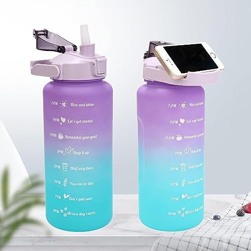 US1984 2000ml Sports Gallon Motivational Water Bottles with Time Marker GYM Fitness Water Bottle with Straw & Handle, Water Bottle Leak proof BPA Free Plastic (2 Litre Purple) - Image 5