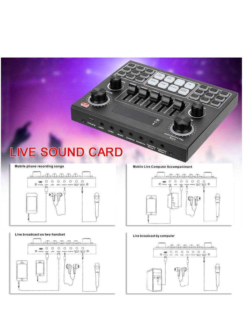ELTRAZONE - Multifunctional Live V9 Sound Card and BM800 Suspension Microphone Kit Broadcasting Condenser Microphone Set Intelligent Webcast Live Sound Card for Computers and Mobile - Image 1