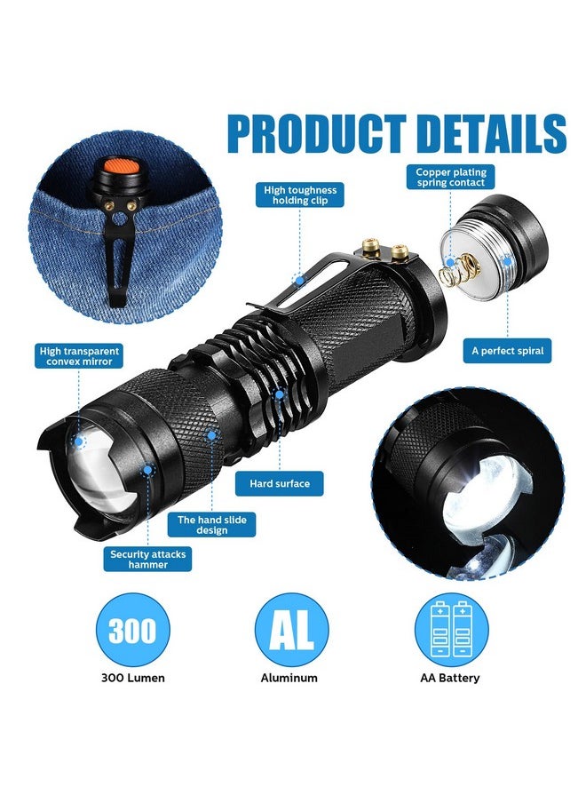 Fumete Fumete 20 Pieces LED Flashlight Mini 3 Mode Tactical Torch Small Water Resistant Pocket Flash Light Adjustable Focus Light Pen for Men, Father, Indoor Outdoor Hiking(Black)  - Image 2