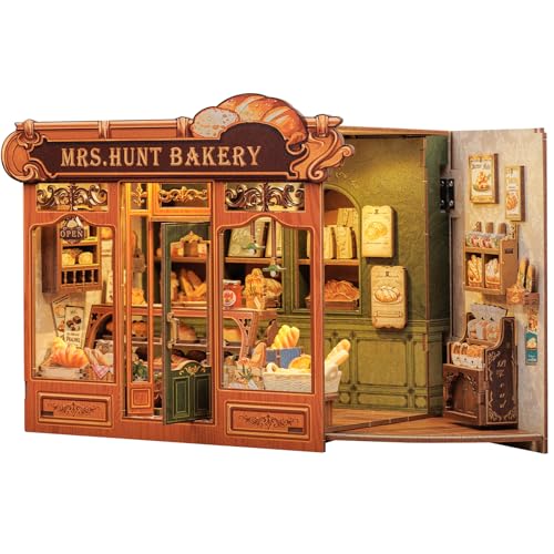 CUTEBEE Book Nook Kit DIY Miniature House Kits for Adult and Teens Dollhouse Booknook Tiny House Bookshelf 3D Wooden Puzzle DIY Craft Gifts for Family and Friends MrsHunt Bakery - Image 1