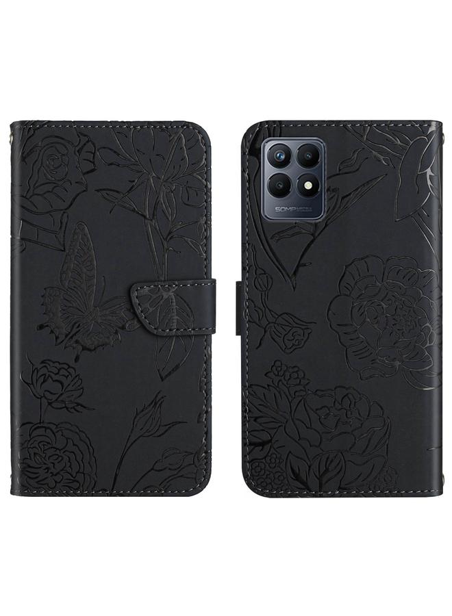 S-TOP Case For OPPO Realme Narzo 50 4G Skin Feel Butterfly Peony Embossed Leather Phone Case - Image 1