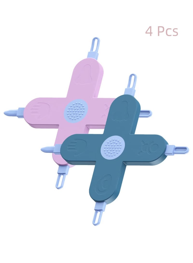 4Pcs Baby 4-in-1 Nose and Ear Cleaner, Nose, Nail and Ear Cleaner, Nail, Nose and Ear Gadget, Safe Ear Wax Removal Tool and Baby Nose Cleaner Nail Cleaner for Baby (Blue2+Purple2) - Image 1