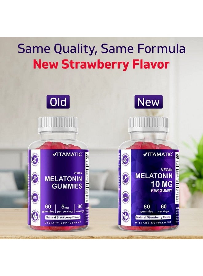 Vitamatic Melatonin 10 mg Vegetarian Gummies - Non-Habit Forming - 60 Gummies per Bottle - 2-Pack (Total 120 Vegan Gummies) - Image 2