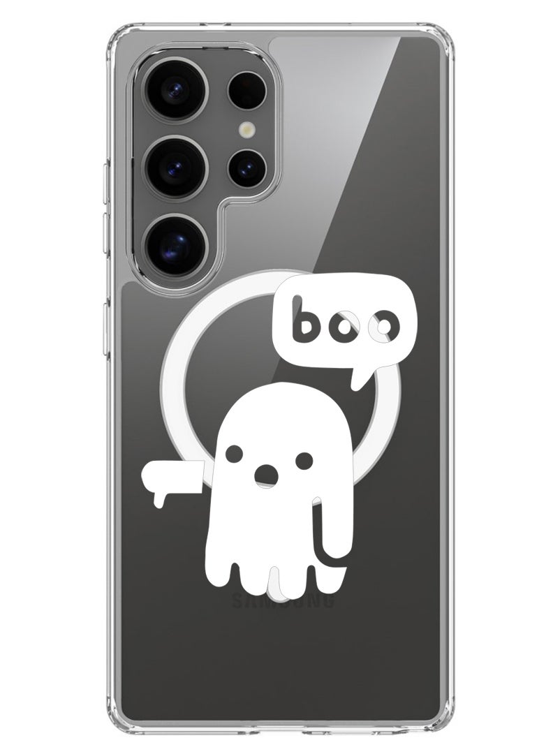 Theodor Magnetic Case for Samsung Galaxy S25 Ultra 6.9-inch Compatible with MagSafe Wireless Charging, Shockproof Phone Bumper Cover Boo - White - Image 1