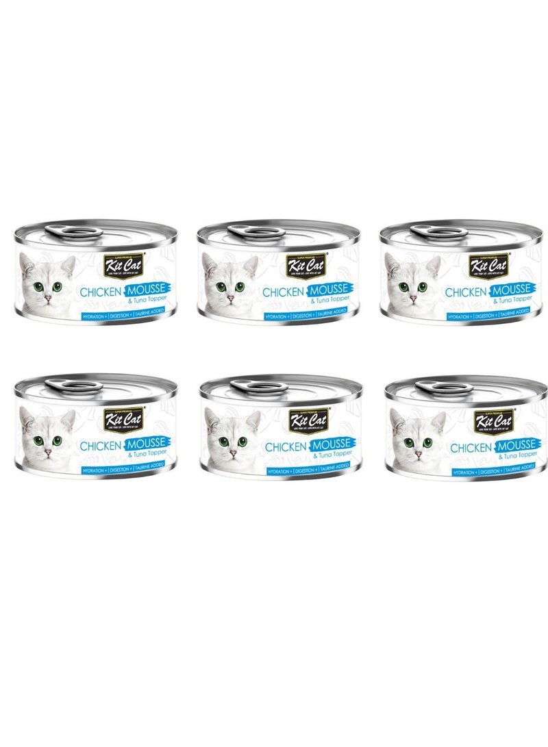 Kit Cat Cat Mousse Wet Food Chicken And Tuna Topper Flavor 80g Pack of 6 - Image 1