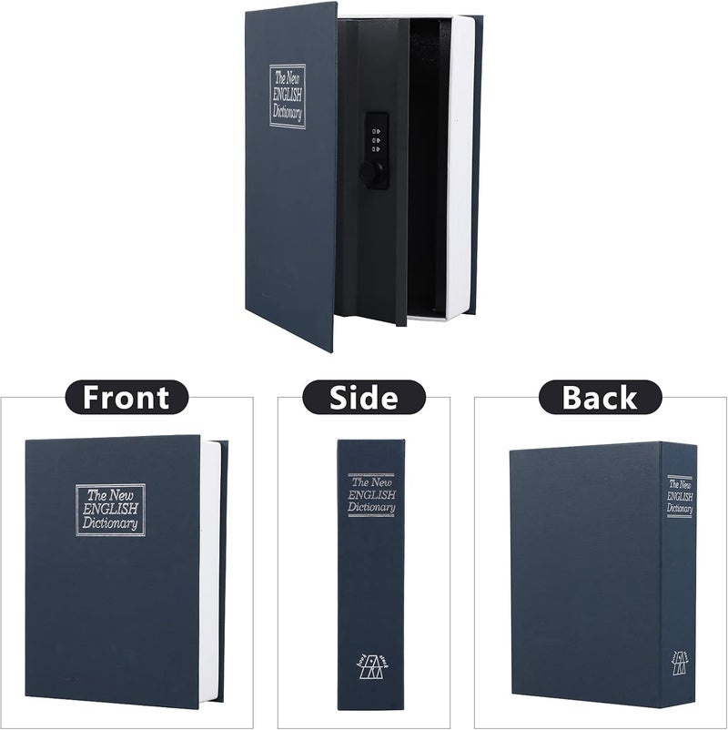 KYODOLED 10.5Inch Diversion Book Safe with Combination Lock, Extra Large Safe Secret Hidden Metal Lock Box,Money Hiding Box,Collection Box,10.5" x 7.8" x 2.6" Navy Blue Extra Large - Image 2