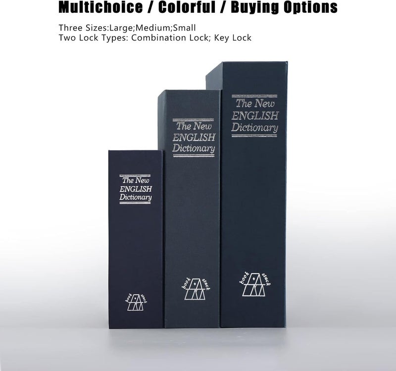 KYODOLED 10.5Inch Diversion Book Safe with Combination Lock, Extra Large Safe Secret Hidden Metal Lock Box,Money Hiding Box,Collection Box,10.5" x 7.8" x 2.6" Navy Blue Extra Large - Image 4