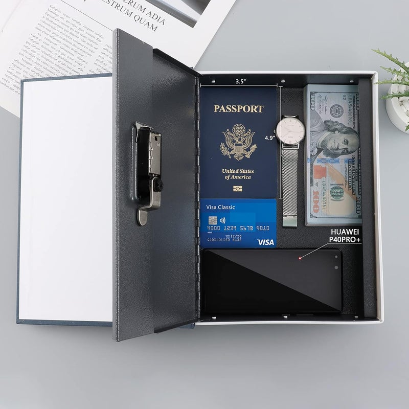 KYODOLED 10.5Inch Diversion Book Safe with Combination Lock, Extra Large Safe Secret Hidden Metal Lock Box,Money Hiding Box,Collection Box,10.5" x 7.8" x 2.6" Navy Blue Extra Large - Image 5
