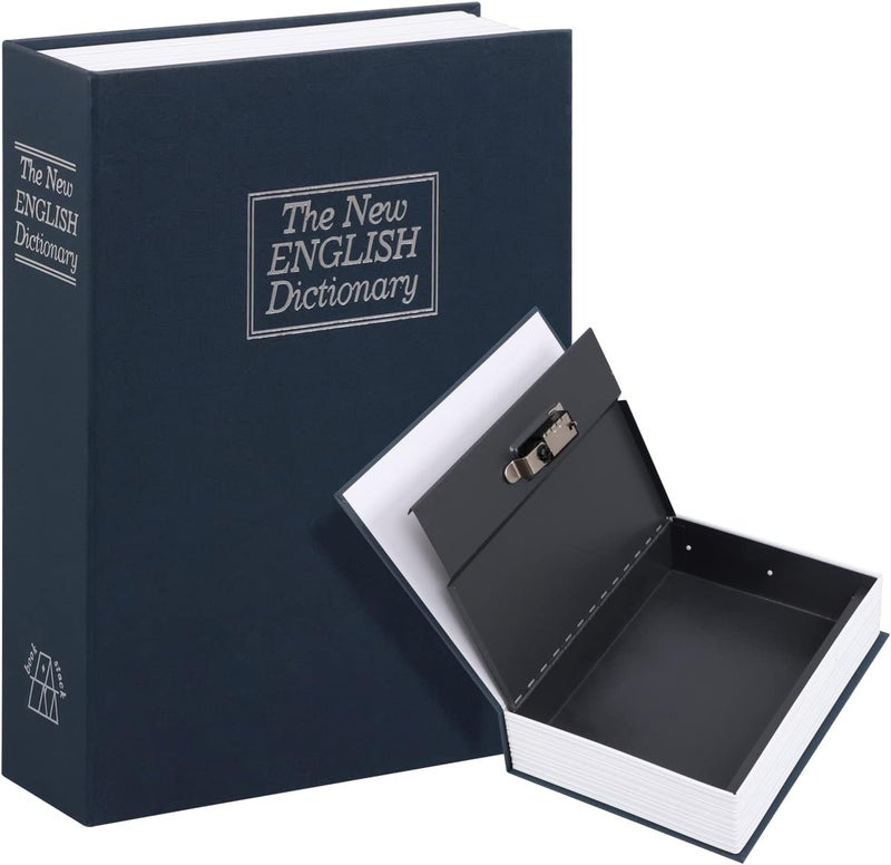 KYODOLED 10.5Inch Diversion Book Safe with Combination Lock, Extra Large Safe Secret Hidden Metal Lock Box,Money Hiding Box,Collection Box,10.5" x 7.8" x 2.6" Navy Blue Extra Large - Image 1