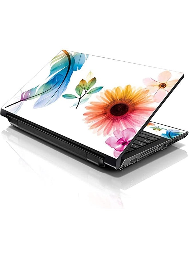 LSS 15 15.6 Inche Laptop Notebook Skin Sticker with 2 Wrist Pads - Reusable Cover Protector Vinyl Sticker Cover Decal Fits 13" - 16" HP Asus Acer Samsung - Daisy Flower Leaves Floral - Image 1
