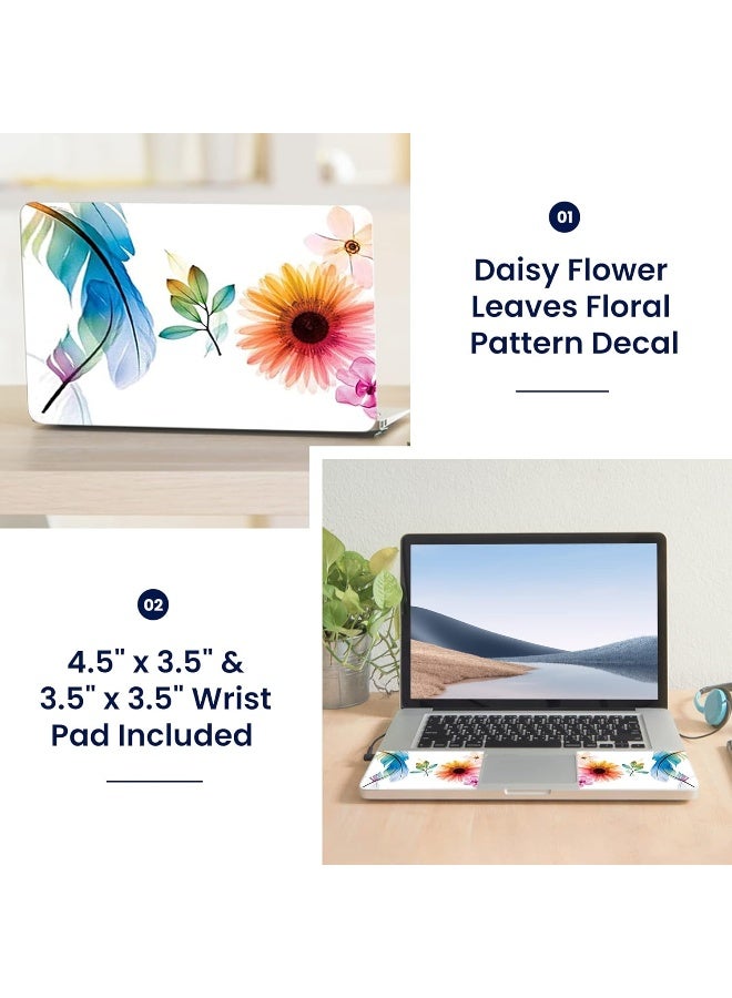 LSS 15 15.6 Inche Laptop Notebook Skin Sticker with 2 Wrist Pads - Reusable Cover Protector Vinyl Sticker Cover Decal Fits 13" - 16" HP Asus Acer Samsung - Daisy Flower Leaves Floral - Image 2