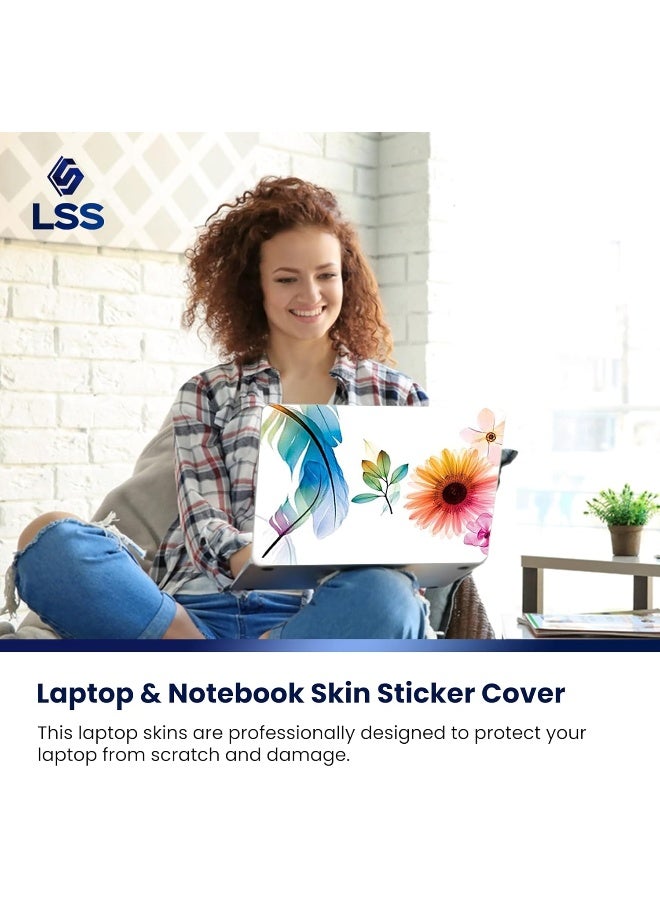 LSS 15 15.6 Inche Laptop Notebook Skin Sticker with 2 Wrist Pads - Reusable Cover Protector Vinyl Sticker Cover Decal Fits 13" - 16" HP Asus Acer Samsung - Daisy Flower Leaves Floral - Image 5