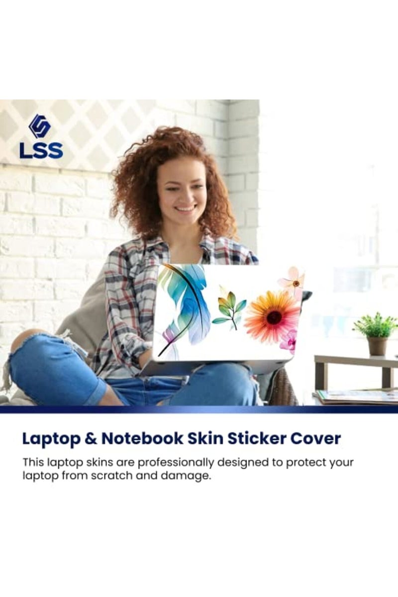 LSS 15 15.6 Inche Laptop Notebook Skin Sticker with 2 Wrist Pads - Reusable Cover Protector Vinyl Sticker Cover Decal Fits 13" - 16" HP Asus Acer Samsung - Daisy Flower Leaves Floral - Image 5