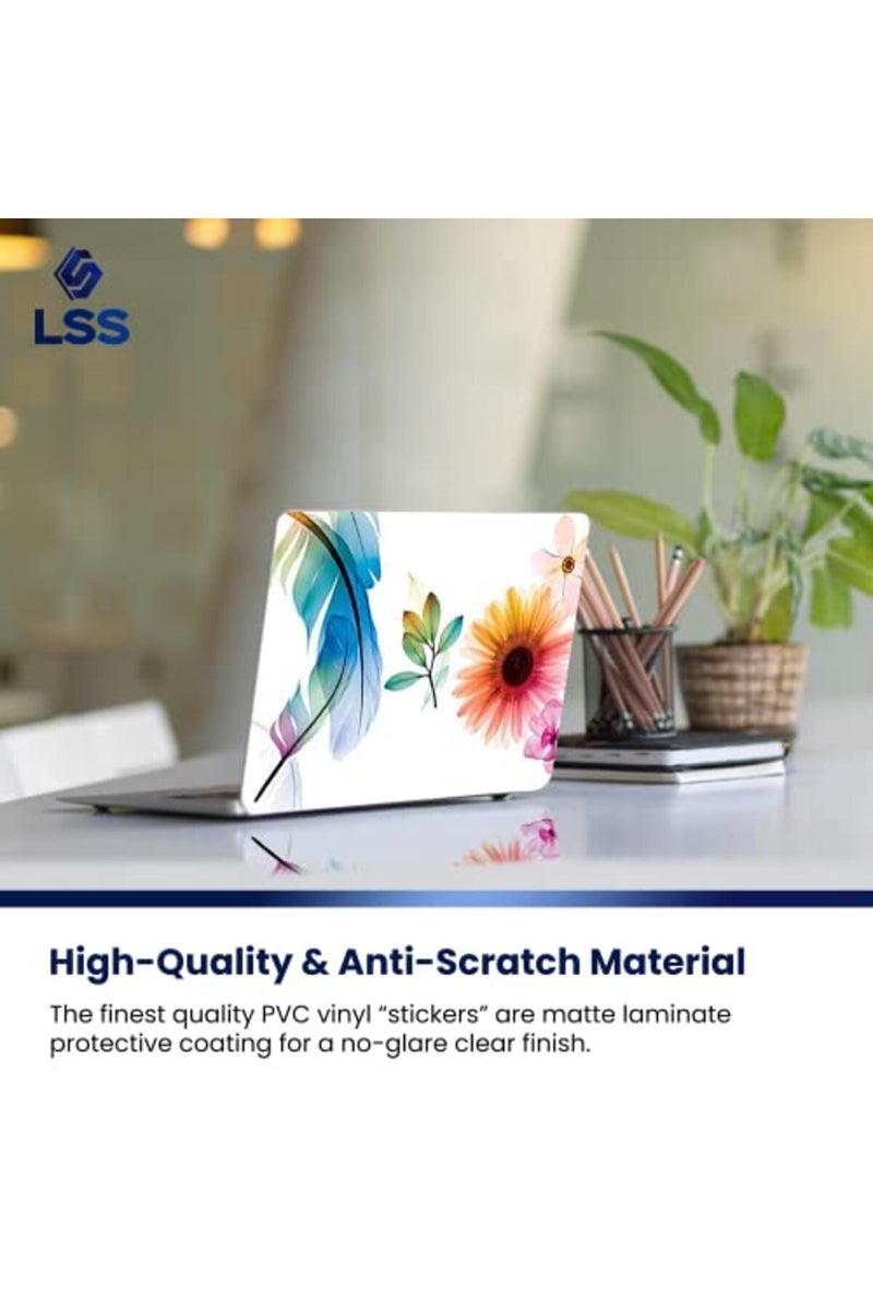 LSS 15 15.6 Inche Laptop Notebook Skin Sticker with 2 Wrist Pads - Reusable Cover Protector Vinyl Sticker Cover Decal Fits 13" - 16" HP Asus Acer Samsung - Daisy Flower Leaves Floral - Image 4