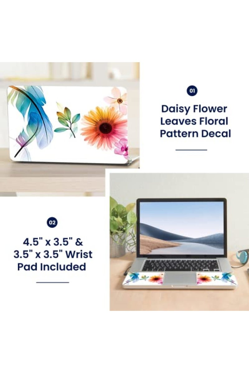 LSS 15 15.6 Inche Laptop Notebook Skin Sticker with 2 Wrist Pads - Reusable Cover Protector Vinyl Sticker Cover Decal Fits 13" - 16" HP Asus Acer Samsung - Daisy Flower Leaves Floral - Image 2