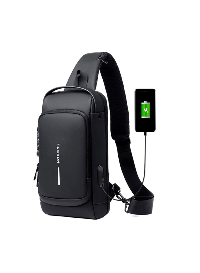 FASHION Crossbody Anti Theft Water & Wear Resistant Daypack with USB Charging Port and Combination Lock, Light Weight Backpack Ideal for Travel - Image 1
