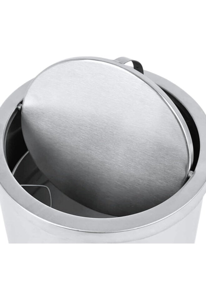 AKC Stainless Steel Swing-Lid Waste Bin - 20L Modern Circular Trash Can with Fingerprint-Resistant Finish for Offices, Cafeterias, & Public Spaces - Image 3