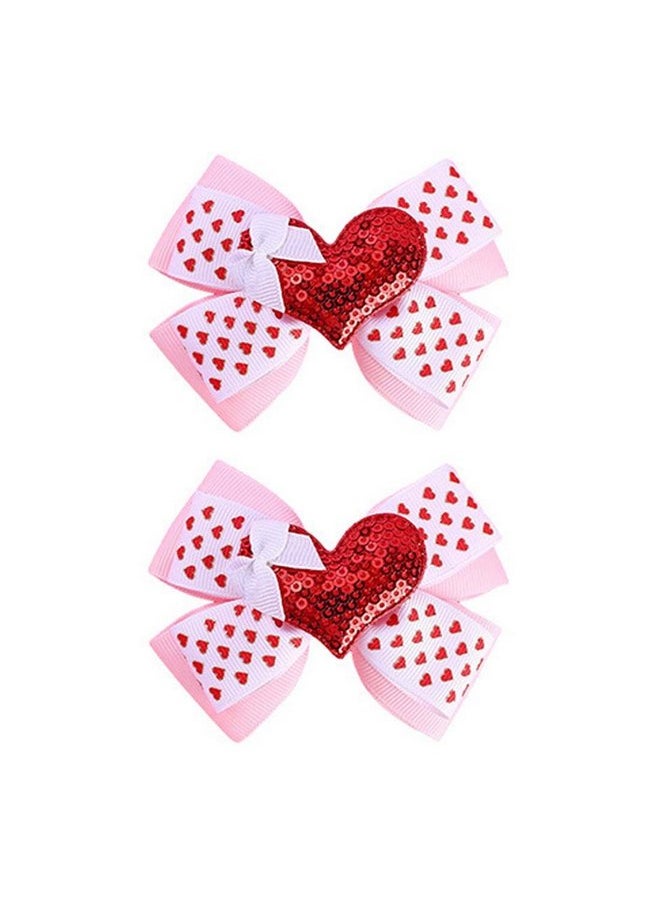 VEICOSTT - Red Heart Bow Hair Clip Valentine's day Hair Bow Hair Clips Hair Accessories for Baby Women Girls Valentine's day Headband ZFJ45 (Heart Bow B Set) - Image 1