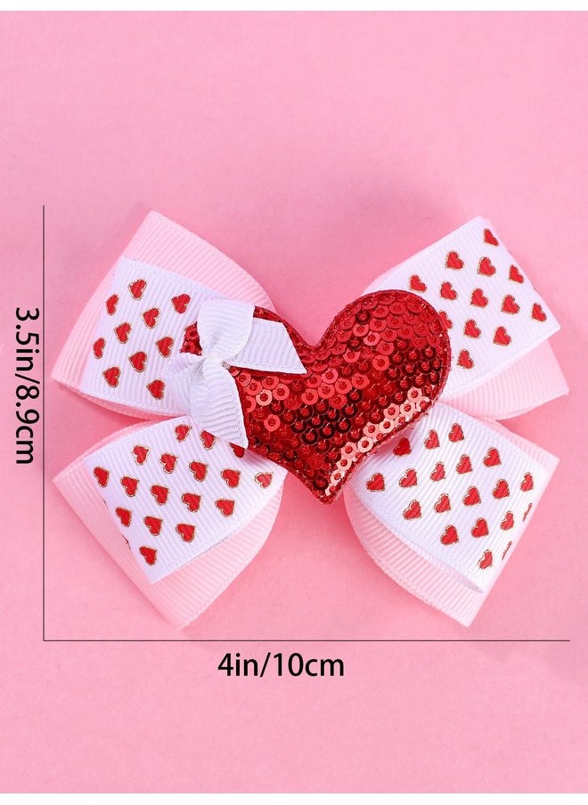 VEICOSTT - Red Heart Bow Hair Clip Valentine's day Hair Bow Hair Clips Hair Accessories for Baby Women Girls Valentine's day Headband ZFJ45 (Heart Bow B Set) - Image 1