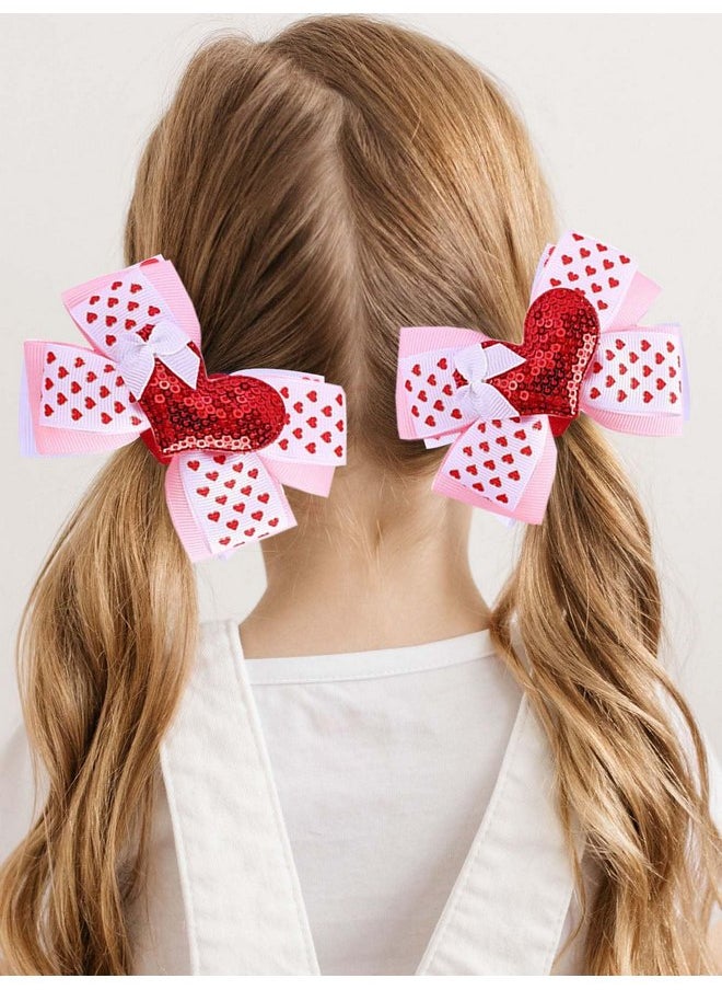 VEICOSTT - Red Heart Bow Hair Clip Valentine's day Hair Bow Hair Clips Hair Accessories for Baby Women Girls Valentine's day Headband ZFJ45 (Heart Bow B Set) - Image 1