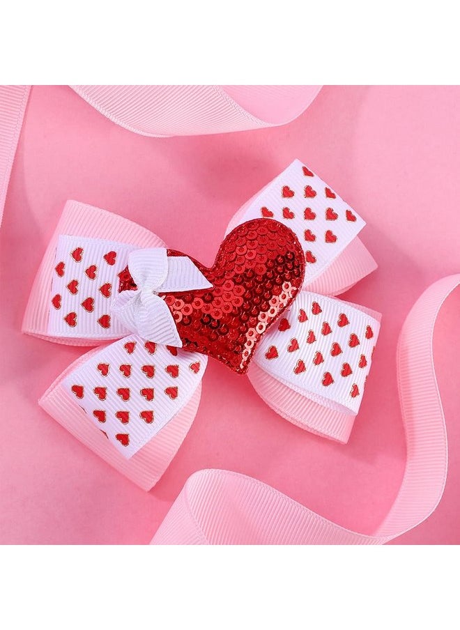 VEICOSTT - Red Heart Bow Hair Clip Valentine's day Hair Bow Hair Clips Hair Accessories for Baby Women Girls Valentine's day Headband ZFJ45 (Heart Bow B Set) - Image 1