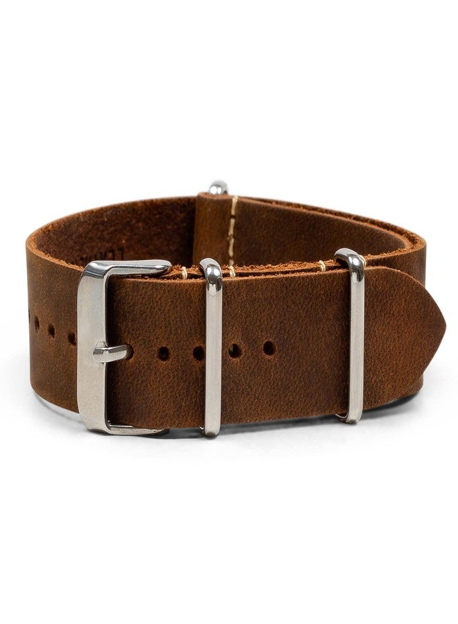 Benchmark Basics Leather Watch Band - Crazy Horse Oiled Leather One-Piece Watch Straps for Men & Women - 20mm, Dark Brown - Image 1