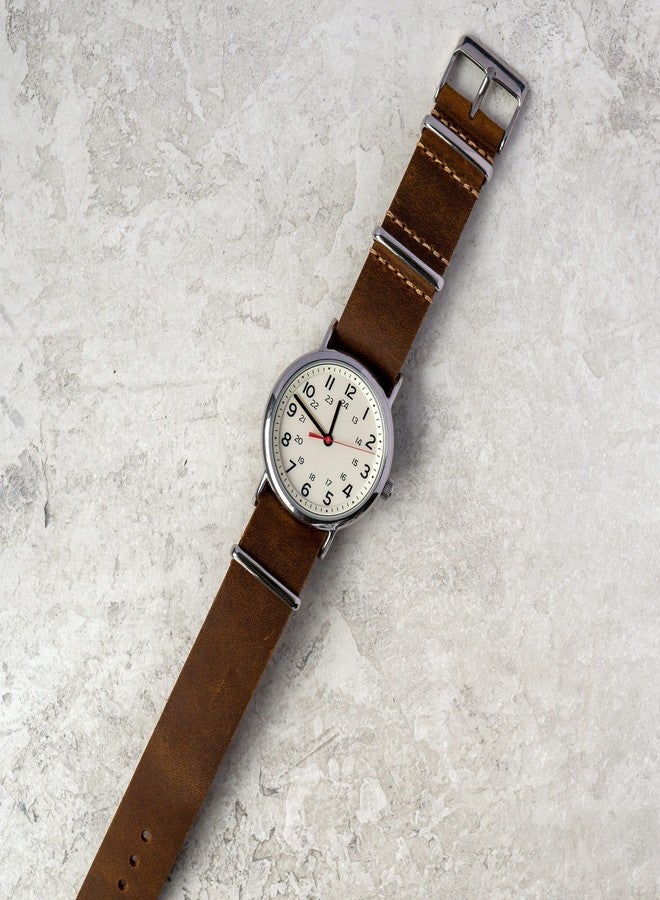 Benchmark Basics Leather Watch Band - Crazy Horse Oiled Leather One-Piece Watch Straps for Men & Women - 20mm, Dark Brown - Image 3